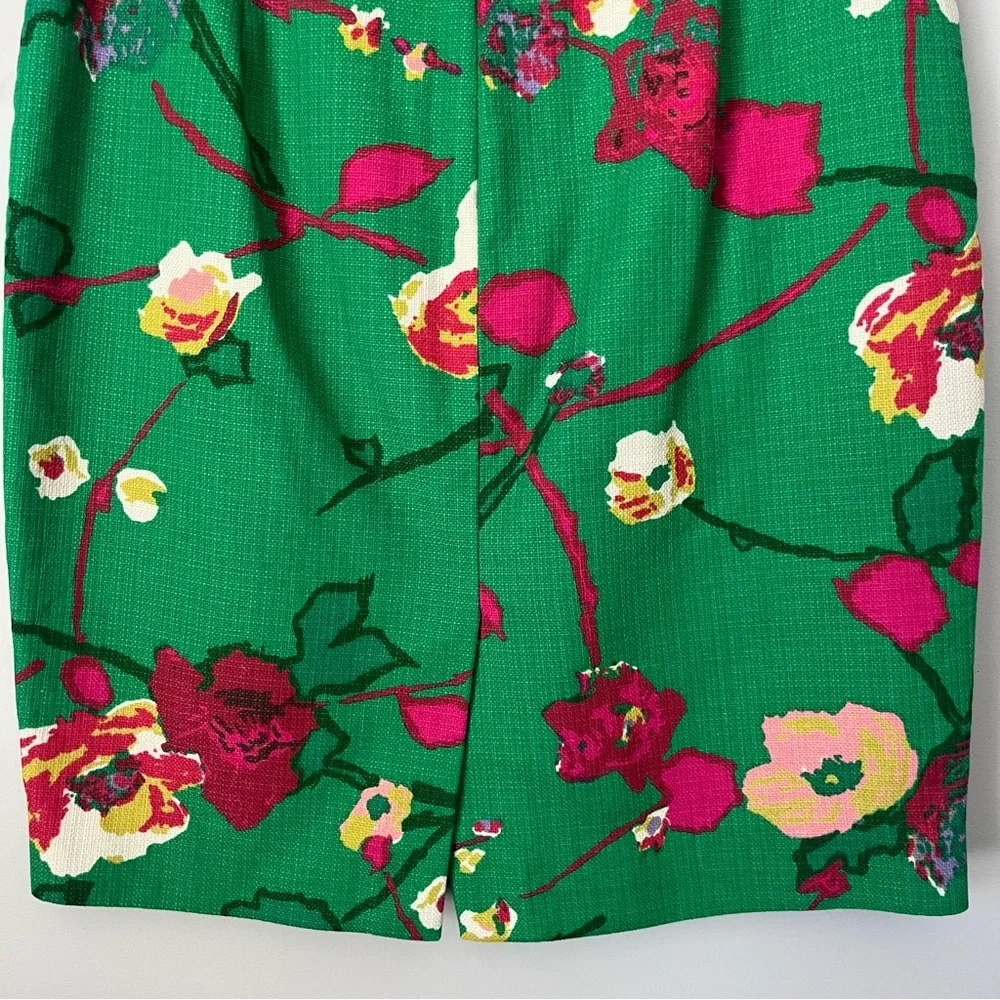 J. Crew Factory Basketweave Springtime Floral 100% Cotton Pencil Midi Skirt Sz 6
